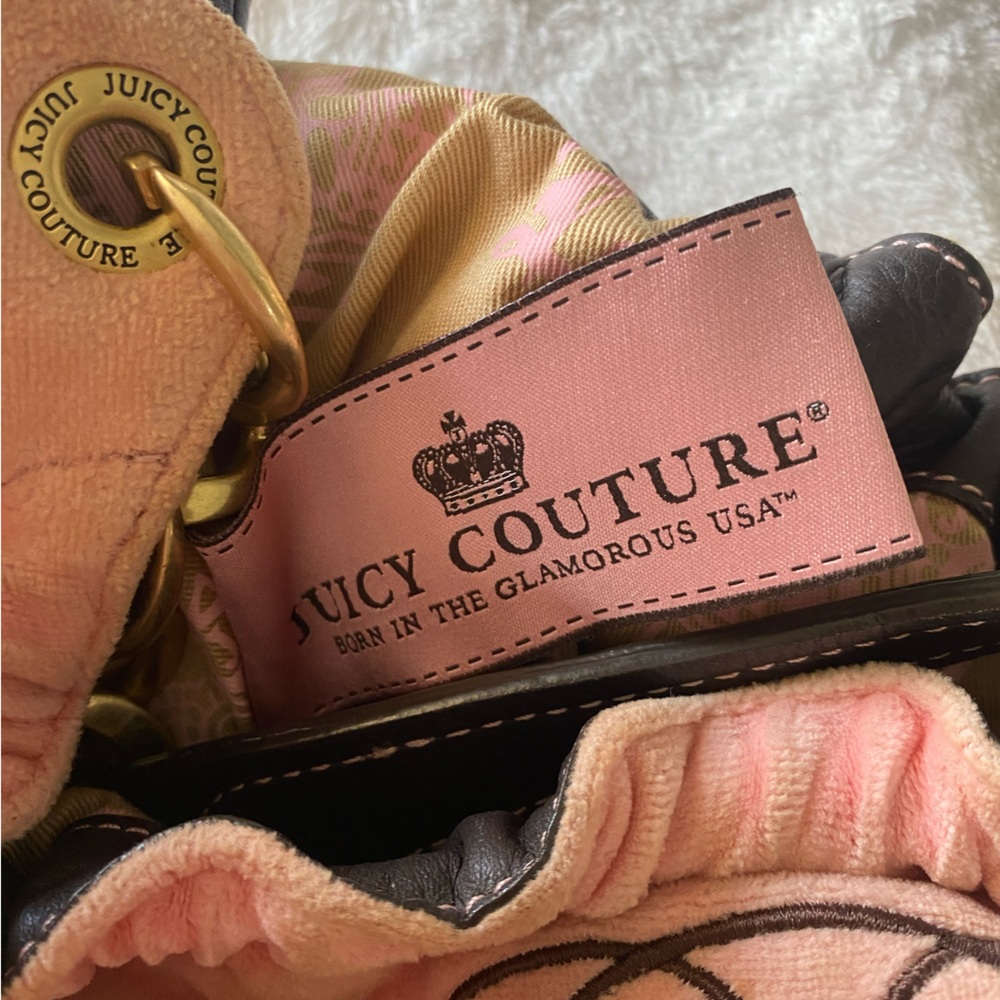 Juicy Couture Pink and Black Shoulder Bag with Gold Chain - Picture 10 of 14